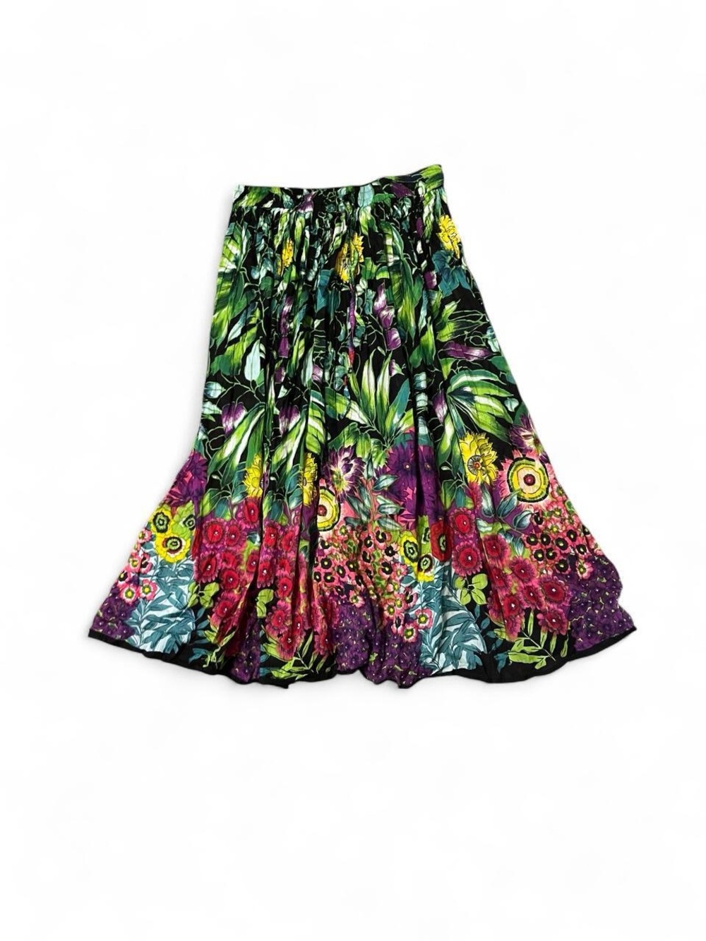 Tropical Floral A-Line Maxi Skirt - Multi